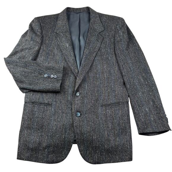 Jean Paul Germain Vintage Wool Herringbone Tweed Blazer Jacket 44R - Picture 2 of 13
